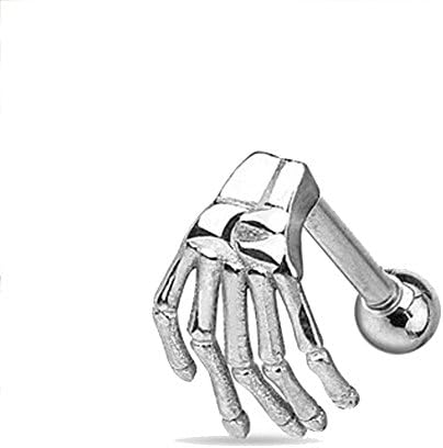 Quistal Stainless Steel Skeleton Ghost Hand Earring Ear Tragus Piercing Body Jewelry for Women Girls