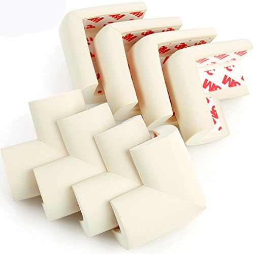 Poruary Soft Baby Proofing Corner Guards Edge Protectors 8 Pack with Pre-taped 3M Tape Clear Corner Protectors Safe Corner Cushion(L-Shaped) (WHITE)