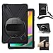 Samsung Galaxy Tab A 10.1 Case 2019,SM-T515/T510 Case with Hand Strap,Herize Heavy Duty Full-Body Rugged Protective Shockproof Case Cover W/ 360 Degree Rotatable Stand,Shoulder Strap for Kids,Black