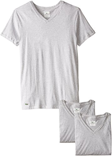 Lacoste Men's 3-Pack Essentials Cotton V-Neck T-Shirt, Grey, Medium