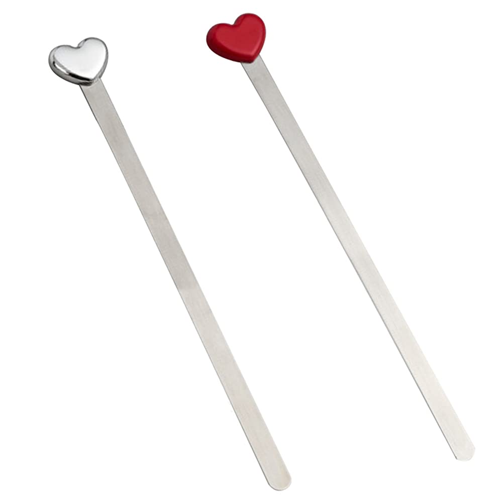 ARFUKA 2pcs Metal Bookmarks Heart Shaped Bookmark Set Long Page Markers Book Markers for Men Women Kids Boys Girls Students Christmas Birthday Gifts Souvenirs