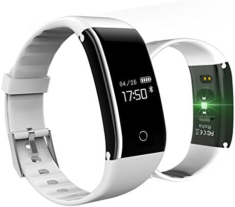 KINGBERWI Fitness Tracker, Activity Tracker with Heart Rate Monitor, IP67 Waterproof Bluetooth Pedometer Wristband, Blood Pressure Sleep Monitor Smart Bracelet for Android &amp; IOS (Silver White)