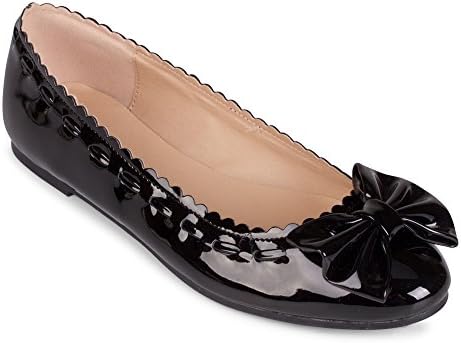 Wanted "Elise" Ballerina Bow Detailed Fashion Flat - (Black Patent, 8)