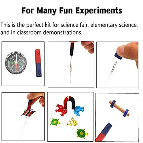 Magnets for Kids Classroom Students Education Science Experiment Kid Magnets Kit Set Including Bar/Ring/Horseshoe Magnets/Compass/Iron Filings