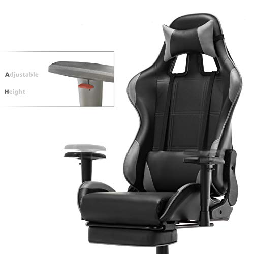 IntimaTe-WM-Heart-Sedia-da-Gioco-Sedia-da-a-Corsa-Sedia-Gaming-Sedia-da-Ufficio-ergonomica-Sedia-per-Computer-Sedia-Girevole-con-poggiapiedi-Grigio