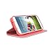 White/ Hot Pink Cellto Faux Leather Diary Flip Case W/ ID Slots, Bill Fold, & Magnetic Closure For Samsung Galaxy S4
