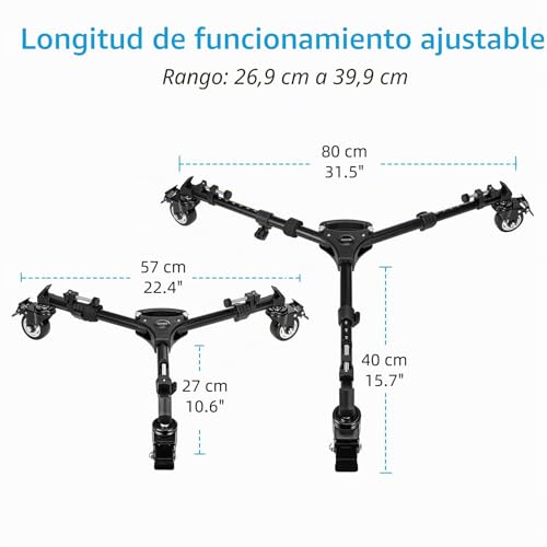 Cayer TD03 Tripod Photography Dolly, Tripod Wheels High Capacity 66lbs with 3 Inch Rubber Wheels, Adjustable Leg Mount Bag for Canon Nikon Sony DSLR Camcorder Photo Video Lighting Cameras