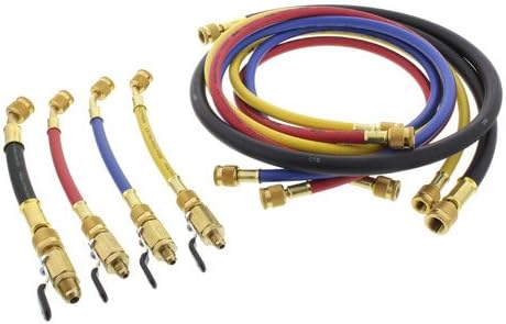 60" Refrigeration Hose w/ Ball Valve Adapter (Set of 4)