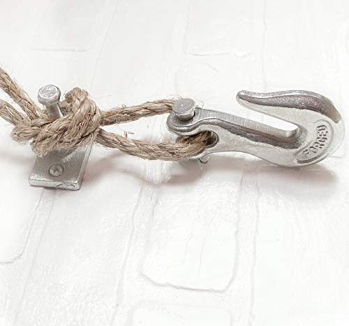 Rustic Rope Hook - Industrial Pipe Hook, Nautical hook, towel hook, industrial hook, rustic rack, hanger, Rustic Farmhouse Bathroom hook, Silver robe hook