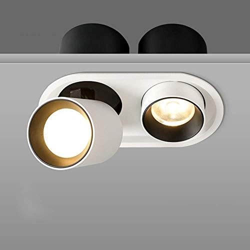 Ceakep 12W Double Heads Ceiling Downlight, Energy Star LED High Brightness Spotlights, Retractable Ceiling Flat Panel Lights Grille Ceiling Lamps (Color : White, Size : 3000K Warm Light)