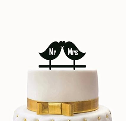 Syga Black Love Birds Mr Mrs Cake Topper For Anniversary