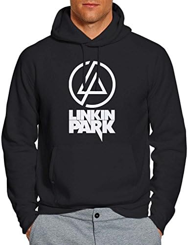 Linkin Park Pocket Logo Hoodie Pullover Unisex Sweatshirt - Black - XL QW