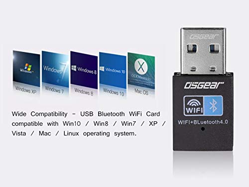 OSGEAR 150Mbps USB Bluetooth Adapter WiFi Network Card WLAN Wireless Dongle 2.4GHz band 802.11b/g/n Compatible with Win10 / Win8 / Win7 XP Vista Mac Linux for Laptop Desktop PC