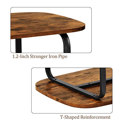 KICODE Coffee Table, Round Coffee Table with Storage Shelf, Industrial Cocktail Table for Living Room, Wood Look Accent Furniture, Metal Frame, Rustic Brown - Thumbnail 3