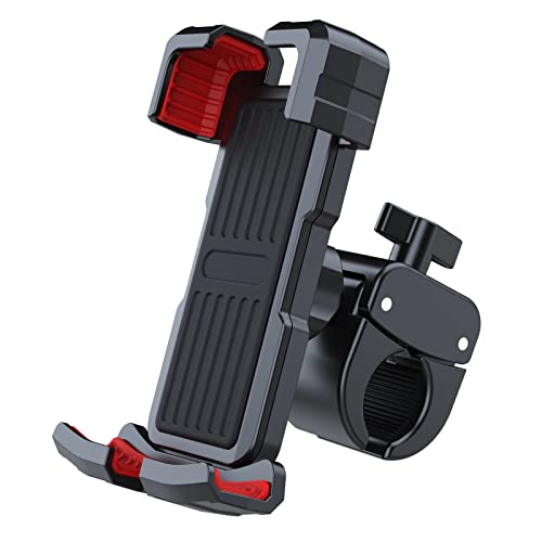 Picozon Bicycle Cellphone Holder, Motorcycle Phone Handlebars Clamp Mount for All Smartphones - Red