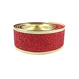 OurWarm Ribbon Swirl Wired Sheer Glitter Ribbon 10Y Red