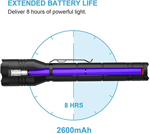 LETION LED Torch Rechargeable LED Torch Super Bright 1500 Lumen,with 2×18650 Rechargeable Battery,Tactical Flashlight with USB Charger,5 Modes Zoomable,IPX4 Waterproof Torch for Outdoors and Indoors.