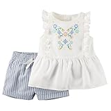 Carters Baby Boys 2-Piece Top & Ticking Stripe Short Set White