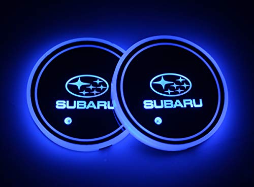 2pcs LED Car Cup Holder Lights for Subaru, 7 Colors Changing USB Charging Mat Luminescent Cup Pad, LED Interior Atmosphere Lamp - Thumbnail 3