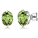 Gem Stone King 2.60 Cttw Green Peridot Stud Earrings For Women Men | 925 Sterling Silver | Gemstone Birthstone | Oval 8X6MM | Fine Jewelry Gifts for Her Mom Women Wife