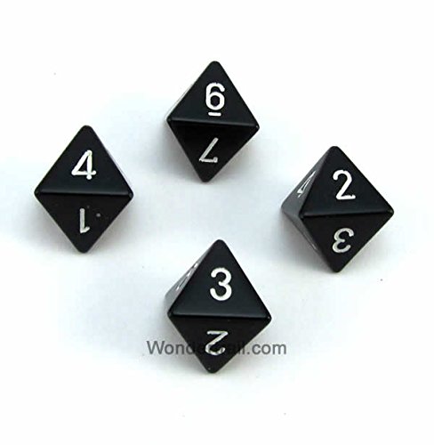 Black Opaque Dice with White Numbers D8 Aprox 16mm (5/8in) Pack of 4 Dice Chessex WCXPQ0808E4