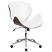 Flash Furniture Tana Mid-Back Walnut Wood Conference Office Chair in White LeatherSoft