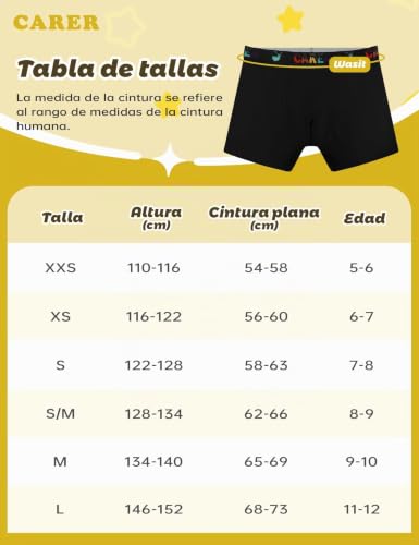 Carer 3 Piece Incontinence Boxers for Boys | Washable Cotton Underwear with Absorption 100ml | Ideal for Mild Bedwetting and Urinary Incontinence | Size 122-128 | Ropa Interior de Algodón Lavable | Ideal para Leve Enuresis y Incontinencia Urinaria | Talla 122-128