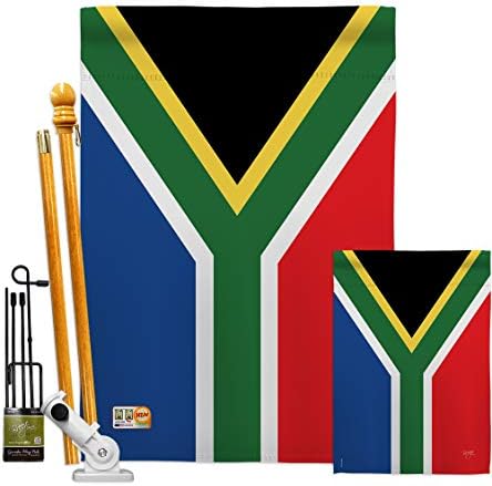 Breeze DecorFK108208-BO South Africa World Nationality Decorative Vertical Flags Kit, House & Garden Set w/Flagpole, Multi-Color