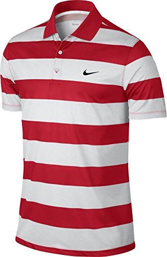 Nike Men's Golf Victory Bold Stripe Polo - Large - University Red/Black