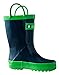 Oakiwear Children's Waterproof Rubber Rain Boots with Easy-On Handles, 12 Navy Blue