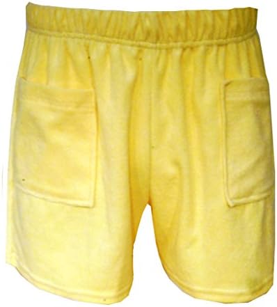 Mens Loop Terry Lounging Boxer Shorts Lt Yellow LG