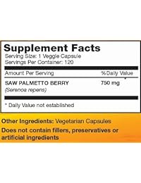 Saw Palmetto serenoa ultrafuerza, 0.053 oz por día, 120 cápsulas (0.026 oz por cápsula)