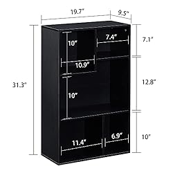VECELO 5 Cube Modern Bookcases,3 Tier
