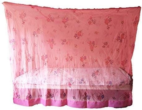 Cambik Double Bed Hanging Mosquito Net Net with Bottom Strip to Tuck Inside Mattress Pink Color ((6 Feet Length X 6.5 Feet Width X 5 Feet Height))
