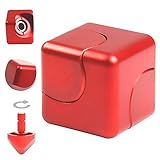 JZH Metal Aluminum Infinity Cube Fidget Hand Spinner Finger Spin Toys, Removable Finger Gyro Rubik Cube Naughty toys. (Red)