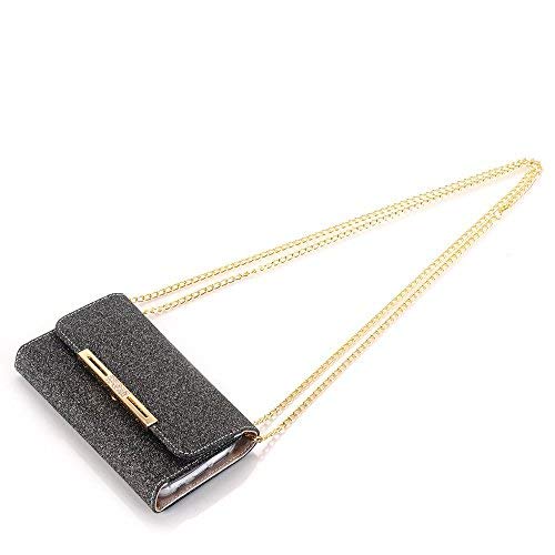 iPhone XS 6.5" Flip Case for Women,HuLorry Multi Envelope Wristlet Handbag Wallet Case w/Card Slots Protective Removable Strap &Back Shell Carrying Cover Compatible iPhone XS Max 6.5 inch(2018),Black - Thumbnail 5
