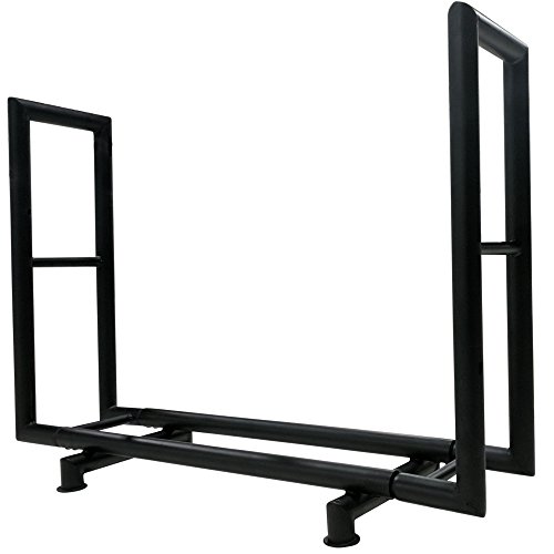 Titan Outdoors Rectangular Heavy Duty Outdoor Log Rack | 4 Feet, Black