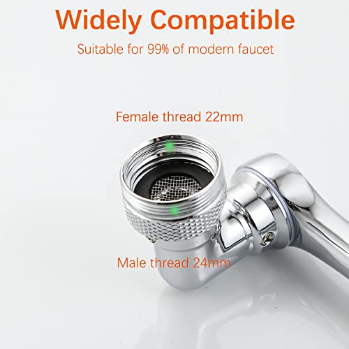 1080° Universal Rotating Faucet Aerator Extender, MISS FIRE Multifunctional Kitchen Sink Faucet Sprayer Attachment for kitchen, bathroom, laboratory with 2 Water Outlet Modes