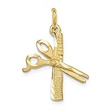 10k Yellow Gold Comb Scissors Pendant Charm