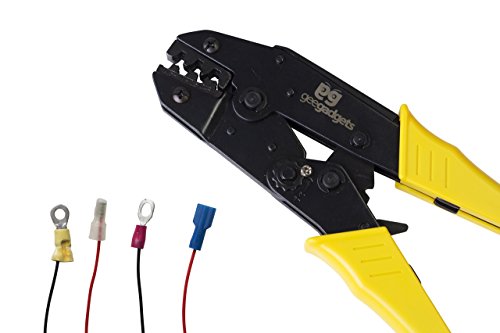 Gee Gadgets Wire Crimper Ratcheting Tool - Comfort Grip Professional Insulated Wire Terminals Connectors Ratcheting Adjustable Crimping Plier (Certified Refurbished)