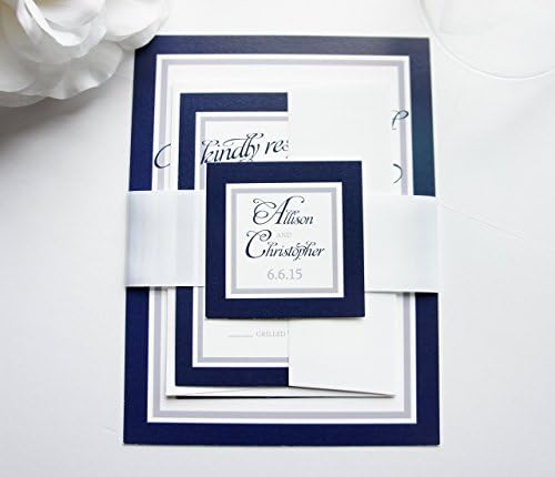 Navy Blue Wedding Invitation- SAMPLE SET