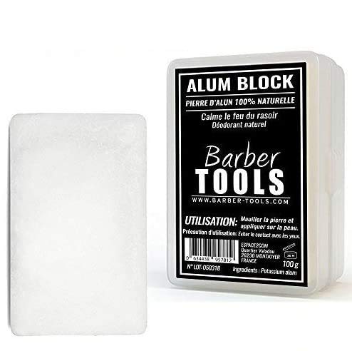 ✮ BARBER TOOLS ✮ Alaunstein 100% natürlich – 100g – mit Aufbewahrungsbox. Aftershave und natürliches Deodorant.