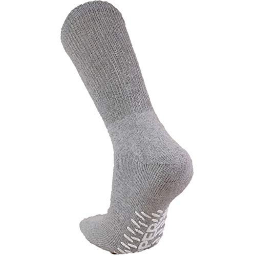 USBingoshop 12 Pairs Mens Non-slip Physicians Approved Non Slip Anti Skid Grip Cotton Hospital Crew Diabetic Socks Cotton (12 Pairs D-NonSlip-Grey) - Thumbnail 2