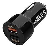 Final Sale - Car Charger with Fast Charge 3.0 - 12/24V USB Car Adapter Dual Ports for iPhone 8, 8 plus, X, iPad, Samsung - Qualcomm Certified