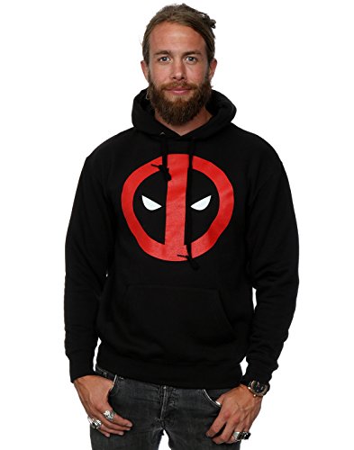 Marvel Men's Deadpool Clean Logo Hoodie XX-Large Black