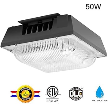 Cinoton 50W LED Canopy Light, (250-400W HPS/HID Replacement), 5000K (Crystal White Glow), 5500 Lumens, Waterproof and Outdoor Rated for Playground, Gym, Warehouse, Garage,Backyard