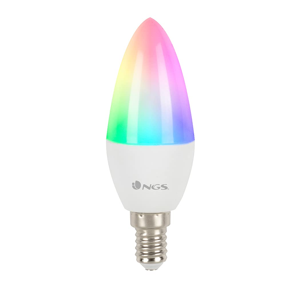 NGS GLEAM514C - Wi-Fi Smart LED Bulb with RGB+W Adjustable Colors, 5W E-14 500LM Smart Lamp, Operated from APP/Alexa/Google Assistant [Efficiency Class A]