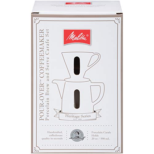 Melitta Porcelain PourOver Carafe Set with Cone Brewer and 20 Ounce