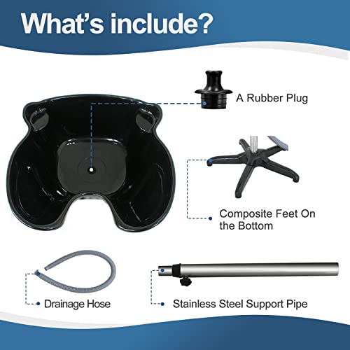 Height Adjustable Portable Salon Deep Shampoo Basin Sink Hair Treatment