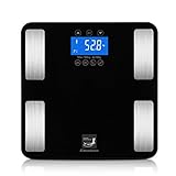 Excelvan Digital Body Fat Scale (Touch 400 lb,Tempered Glass Platform, Measures up to 7 Parameters Body Weight, BMI, Fat, Water, Calories, Muscle and Bone Mass) (four pole piece)